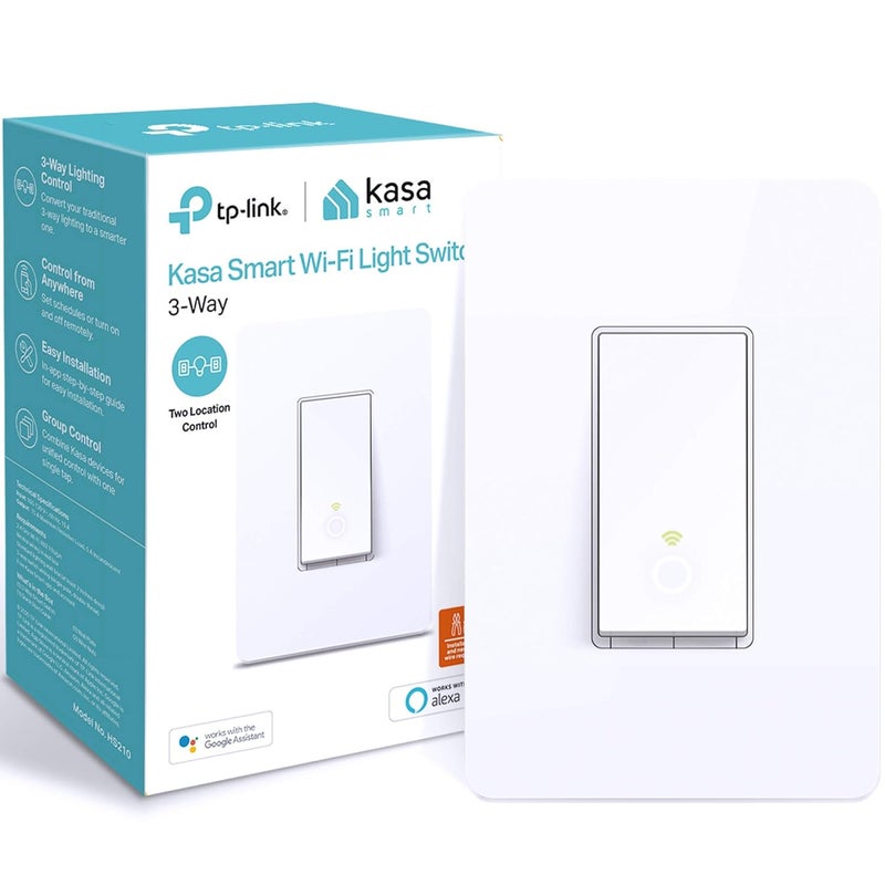 Kasa Smart 3 Way Switch HS210, Needs Neutral Wire, 2.4GHz Wi-Fi Light Switch works with Alexa and Google Home, UL Certified, No Hub Required , white - Image 1