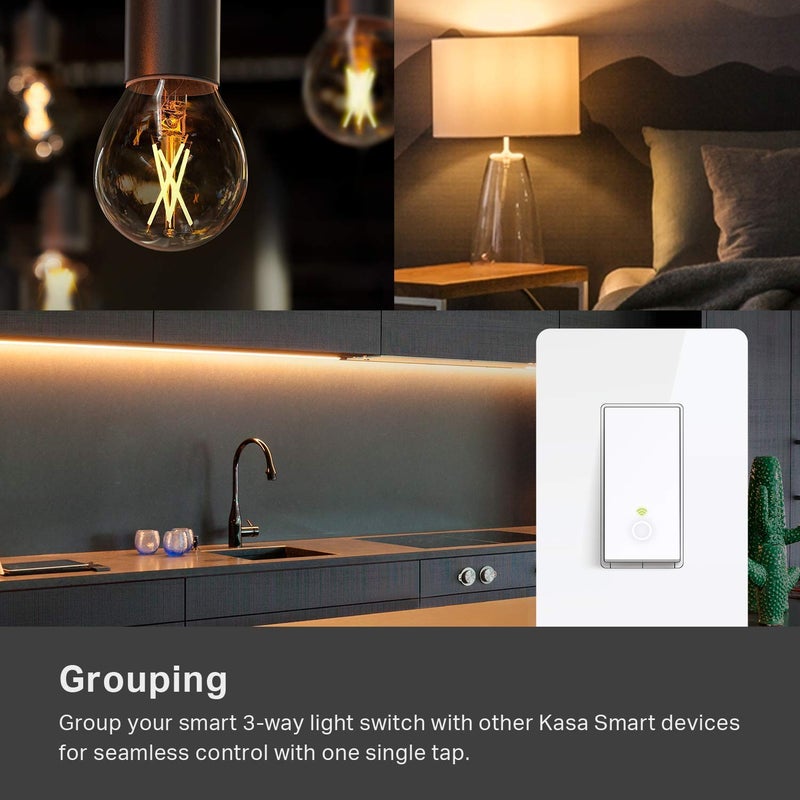 Kasa Smart 3 Way Switch HS210, Needs Neutral Wire, 2.4GHz Wi-Fi Light Switch works with Alexa and Google Home, UL Certified, No Hub Required , white - Image 3
