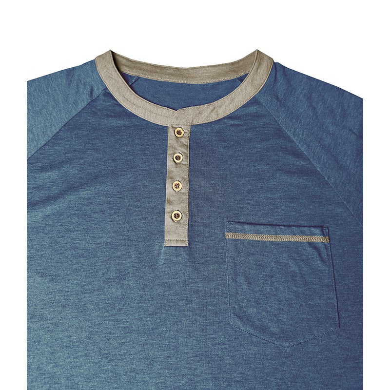 Cross-Border and Men''s Long-Sleeved Henley Shirt Autumn and Winter Men''s T-Shirt Export Top Button Bottoming Shirt - Image 5