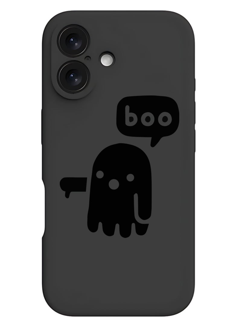 Theodor Protective Slim Fit Case Liquid Silicone Cover with Full Body Protection Anti-Scratch Shockproof Case For Apple iPhone 17 (Black) Boo - Black - Image 1