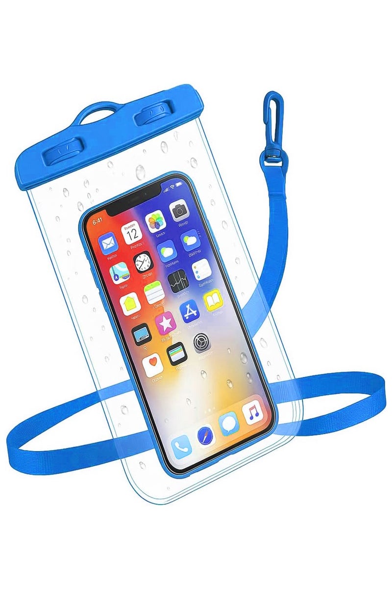 Fully protected sea case, Swimming Bag Waterproof Phone Case, Mobile Pouch PVC Cover Use at Beach or Swimming Pool, with Neck Strap For iPhone, Samsung, Xiaomi, Huawei, Redmi - Blue