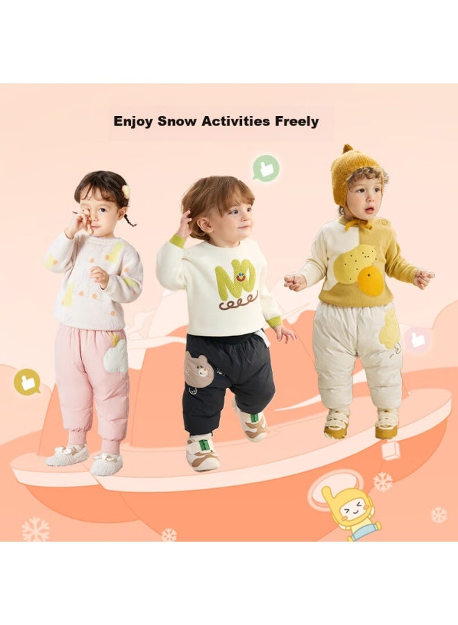 Balabala Baby Down Pants, Children's Long Trousers For Boys And Girls, Winter Wear New Style, Thickened Warm Joggers, Cute And Trendy - Image 1