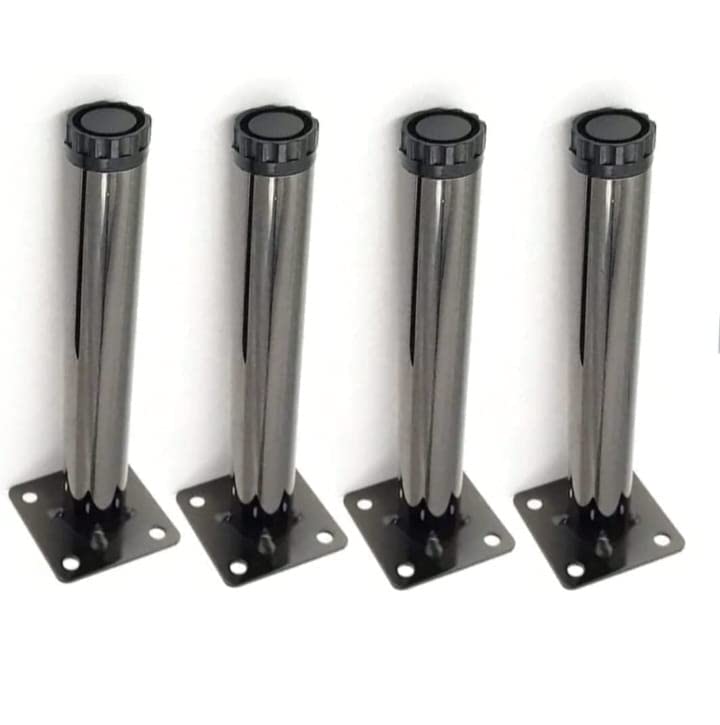 Aakash Decor Cabinet Legs 6 Inch 15 Cms Metallic Black Finish Tower Shape Cabinet Legs Set of 4 Mounting Screw Included  - Image 1