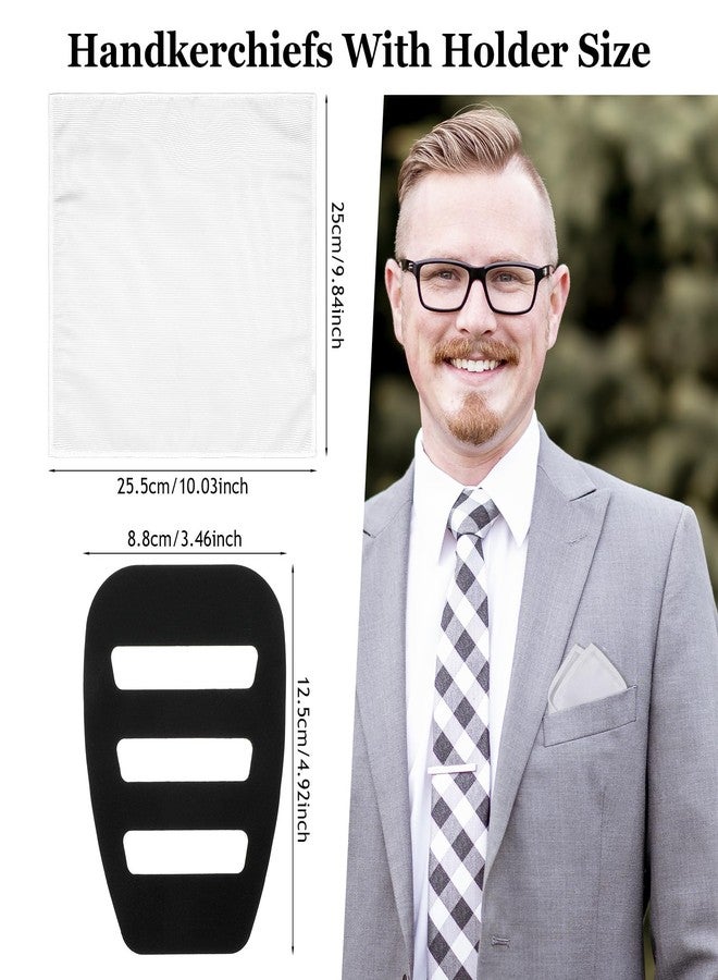 Ymapinc Pocket Squares Holder for Men, Mens Silk White Handkerchief + Black Squares Holder for Men's Suits Jacket Wedding Party Business Meeting Supplies - Image 2