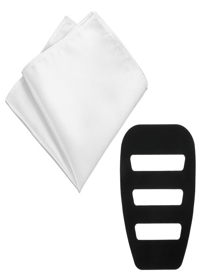 Ymapinc Pocket Squares Holder for Men, Mens Silk White Handkerchief + Black Squares Holder for Men's Suits Jacket Wedding Party Business Meeting Supplies - Image 1