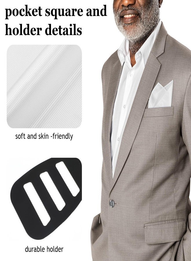 Ymapinc Pocket Squares Holder for Men, Mens Silk White Handkerchief + Black Squares Holder for Men's Suits Jacket Wedding Party Business Meeting Supplies - Image 4