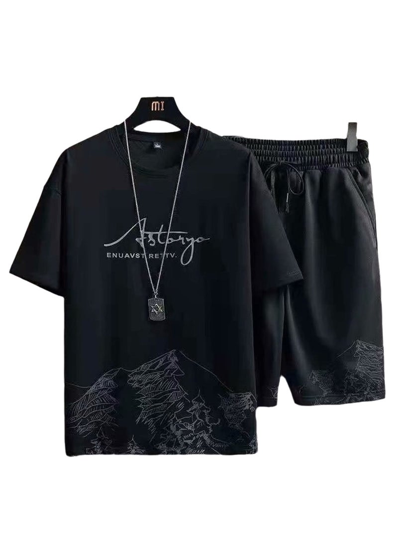 Generic - Summer casual suit men's thin quick-drying short-sleeved T-shirt new sports shorts short-sleeved two-piece set - Image 1