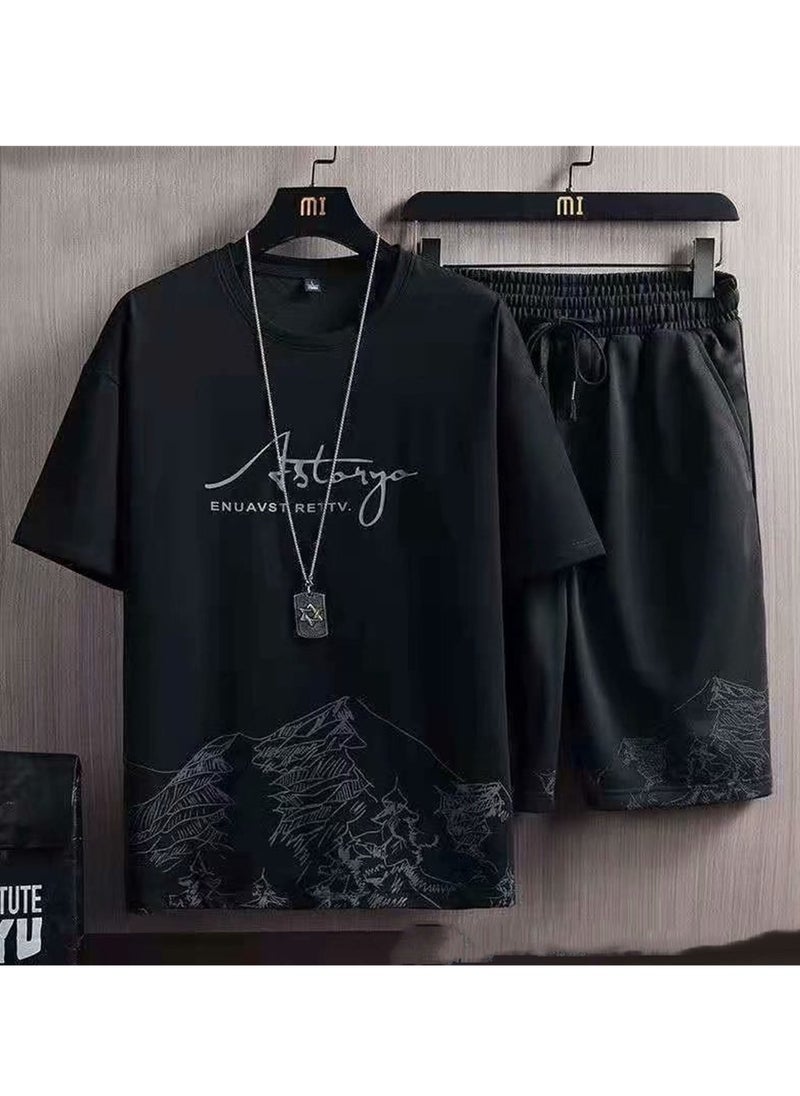 Generic - Summer casual suit men's thin quick-drying short-sleeved T-shirt new sports shorts short-sleeved two-piece set - Image 1