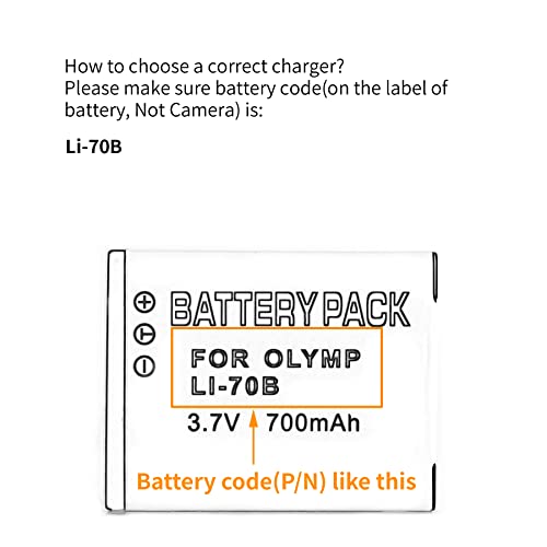 Norifon LI-70B USB Charger for Olympus D-700, D-705, D-710, D-715, D-745, FE-4020, FE-4040, FE-5040, VG-110, VG-120, VG-130, VG-140, VG-145, VG-150, VG-160, X-940, X-990 Camera and More - Image 3