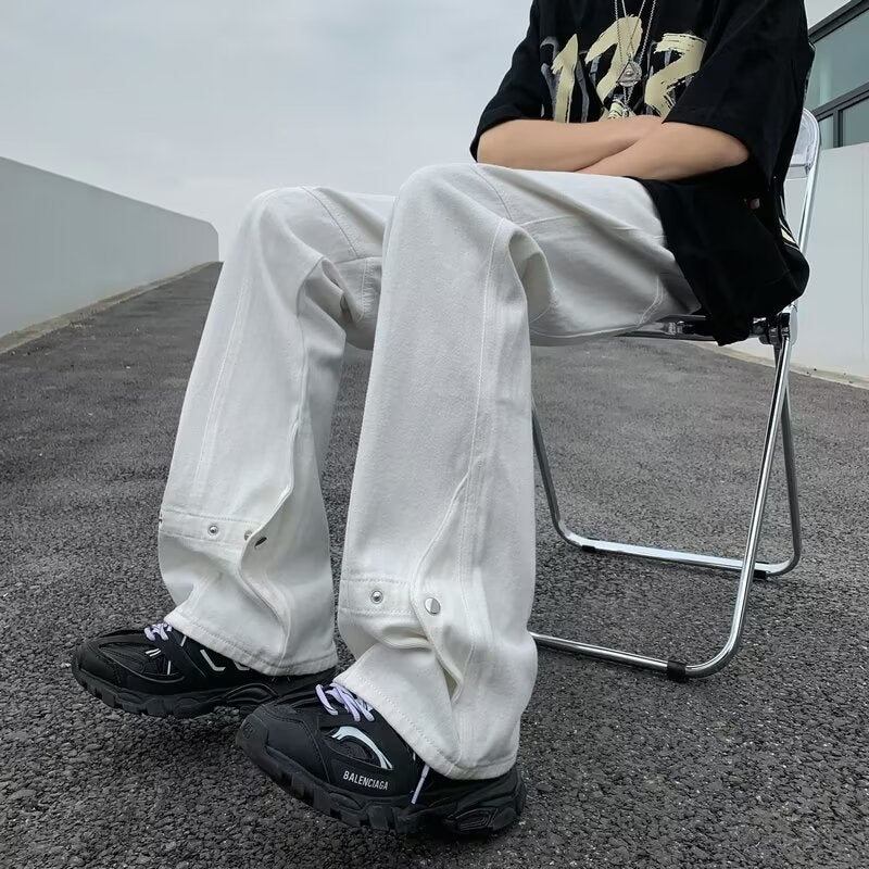 High Street Micro-Lar Jeans Men'S And Women'S Ins Trendy Brand Design Sense Retro Straight Leg Wide Leg Pants - Image 4