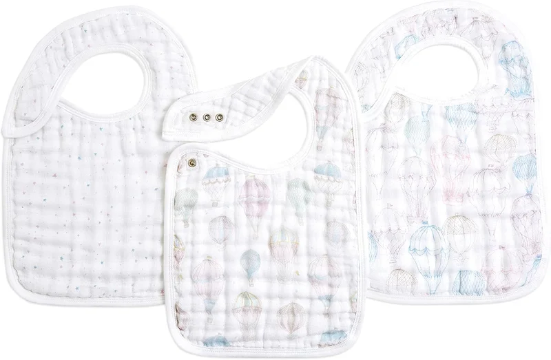 aden + anais Aden + Anais Muslin Snap Bibs - Pack of 3 - Above The Clouds