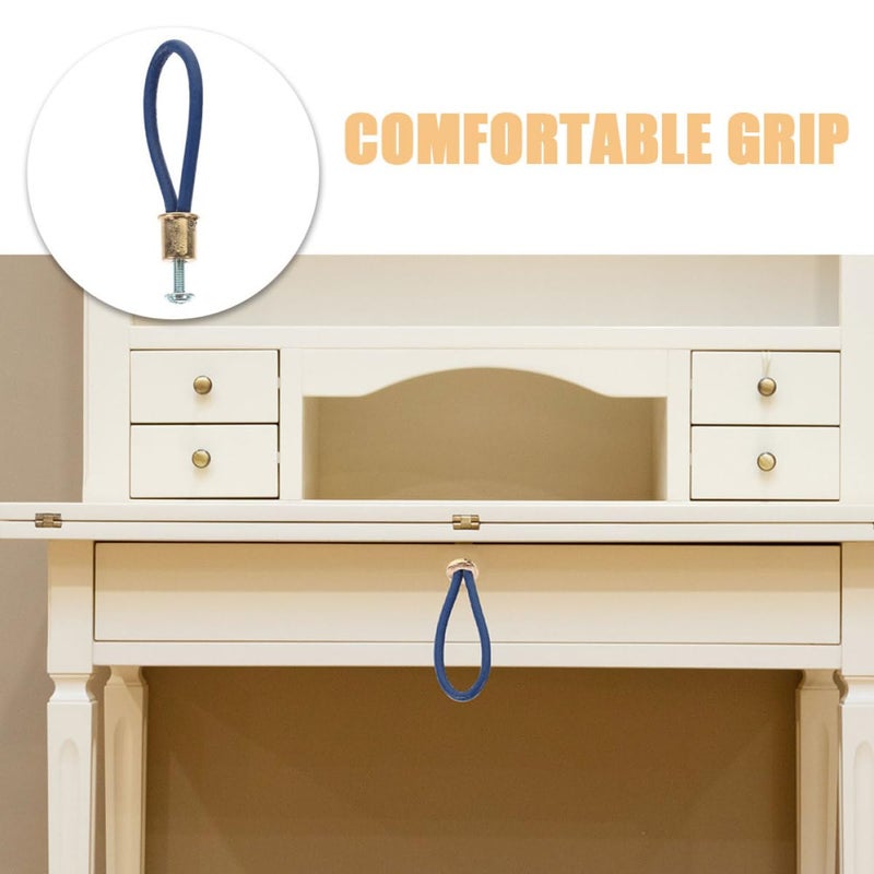 Rustic Navy Blue Gold End Leather Rope Pull Handles For Cabinets Dressers Drawers - Image 4