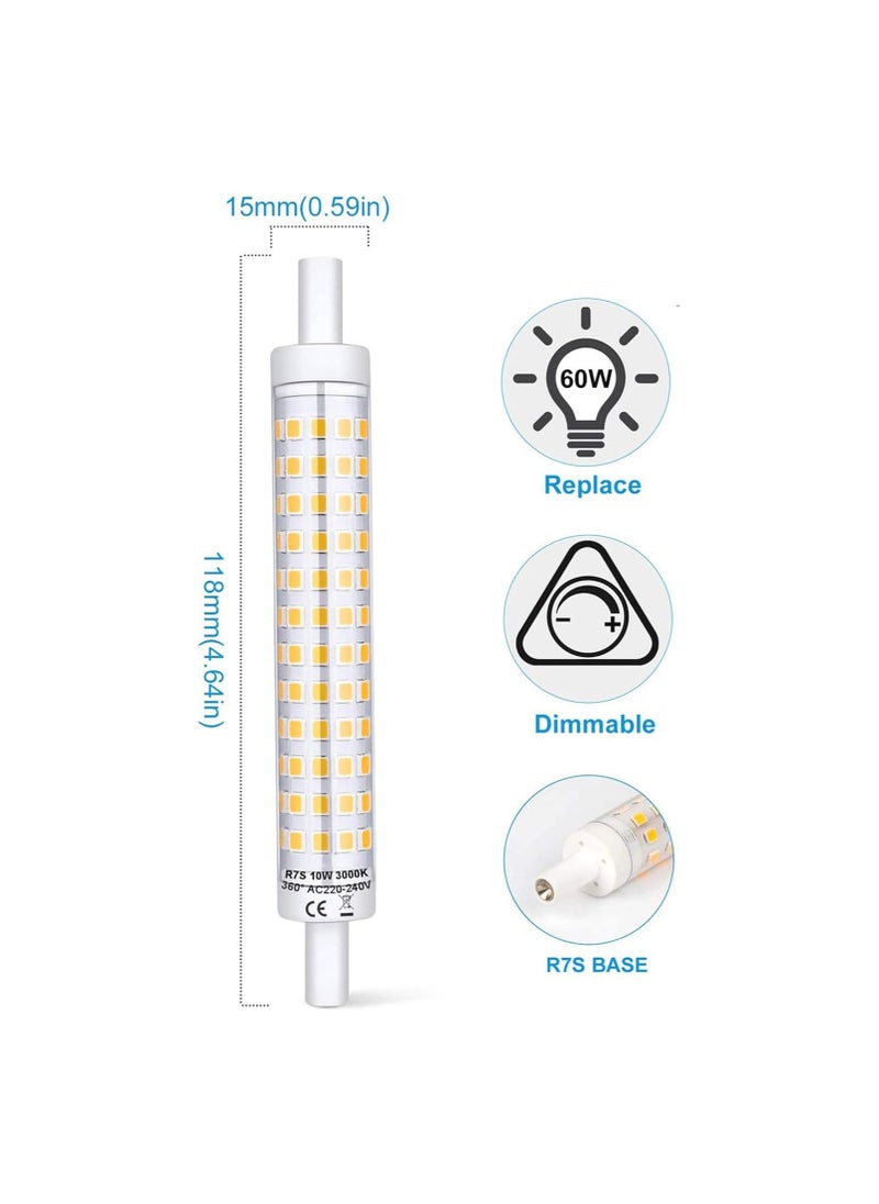 KASTWAVE مصباح LED خطي قابل للتعتيم R7S، ١١٨مم أبيض طبيعي ٤٠٠٠ك ١٠٠٠ لومن، مصباح استبدال هالوجين نوع J ذو طرفين ١٠ وات لمصباح الأرضية، ضوء العمل، ضوء الأمن، ٢ قطعة  - Image 5