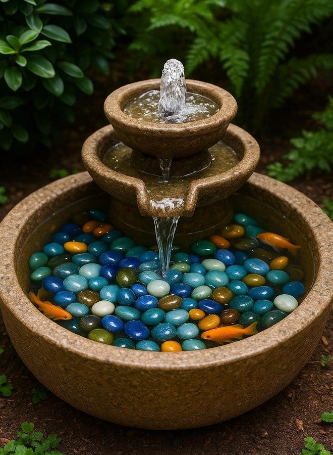 STONE HUB 300g Shiny Glossy Round Glass Pebbles Gravels Stone for Aquarium, Table, Vase,Outdoor/Garden Decoration Multicolor, - Image 3