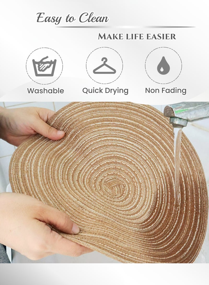 Coffee Color  Waterproof Round Placemat set of 4,38CM Super Large Size Dining Table,Heat-resistant and Anti-scald, Washable, Quick-dry, Wipe it clean,Roll up and store,Table Decoration, for Kitchen Dining Table,Holiday Party, Wedding,Restaurants, Cafes, Gifts,Ramadan Decorations (15inch) Brown - Image 4