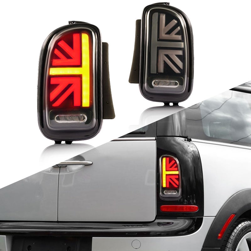 Archaic Tail Lights Compatible with 20102014 Mini Clubman R55Mini CooperCooper SJohn Cooper Works Rear Lamps Assembly wStart Up AnimationSequential Turn SignalSmoked