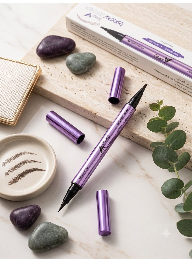 daroge WATERPROOF PENCIL & INK STAIN BROW TWINS 2IN1 DARK BROWN - Image 2