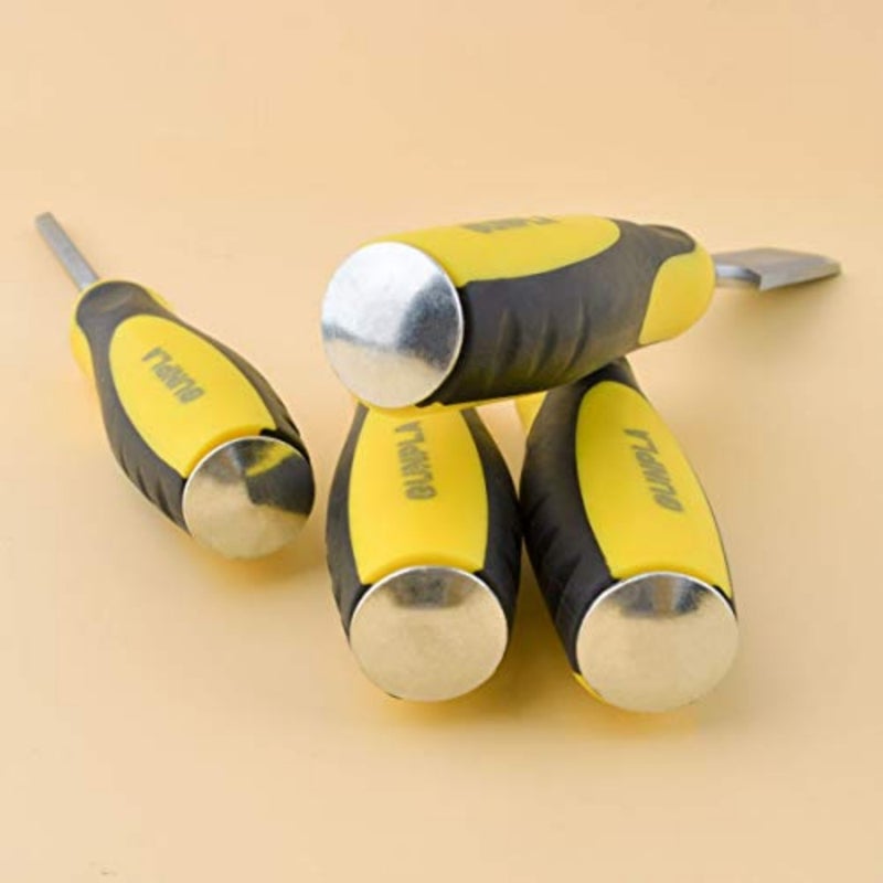 4 Pieces Wood Chisel Set Woodworking Carving Heavy Duty Hand Tools 1/4", 1/2", 3/4" and 1" 6mm, 12mm, 19mm, 25mm with Soft-Grip Handles - Image 3