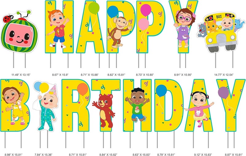 Seasons CoComelon Happy Birthday Yard Signs with Metal Stakes, 16" Letters - Image 2