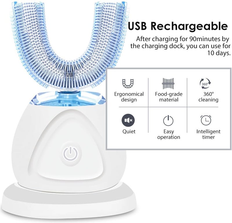 EITVLAGE 360 Ultrasonic Toothbrush, Automatic Toothbrush Auto Sonic Toothbrush, Teeth whitening Brush with Timer & Wireless Charging 360° Ultrasonic Electric Toothbrush for Adult - Image 5
