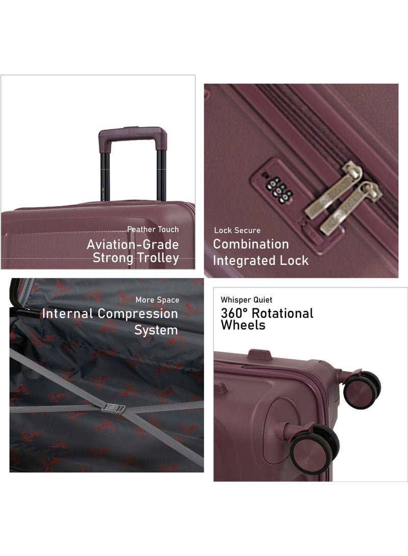 Eagle Express Clifton 3-Piece Hard Shell Luggage Set (20/24/28 Inch), Durable PP Travel Suitcases with Spinner Wheels & 1-Year Warranty - Raspberry - Image 2