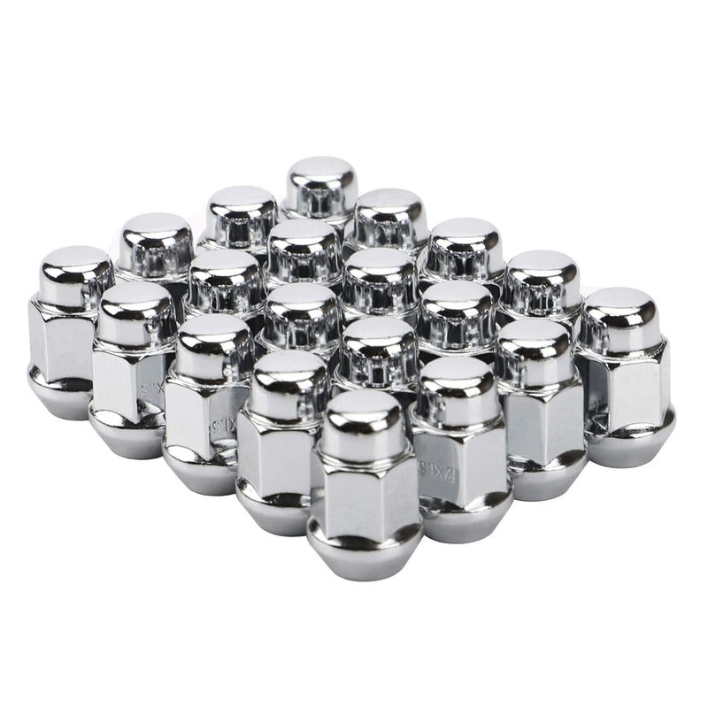 FLYCLE 20PCS 1.4 inch Chrome 1/2-20 Closed End Bulge Acorn Lug Nuts - Cone Seat - 19mm Hex Wheel Lug Nut for Bronco Cherokee Liberty Mustang Ranger Explorer YJ TJ KJ KK ZJ WJ WK XK MJ XJ Aftermarket Wheels - Image 1