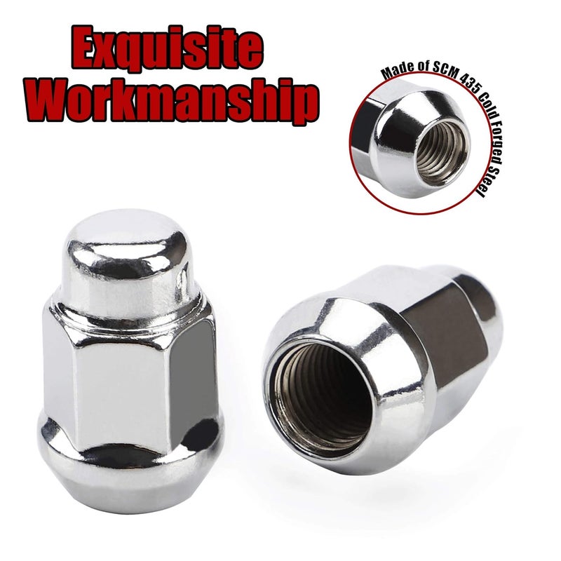 FLYCLE 20PCS 1.4 inch Chrome 1/2-20 Closed End Bulge Acorn Lug Nuts - Cone Seat - 19mm Hex Wheel Lug Nut for Bronco Cherokee Liberty Mustang Ranger Explorer YJ TJ KJ KK ZJ WJ WK XK MJ XJ Aftermarket Wheels - Image 2