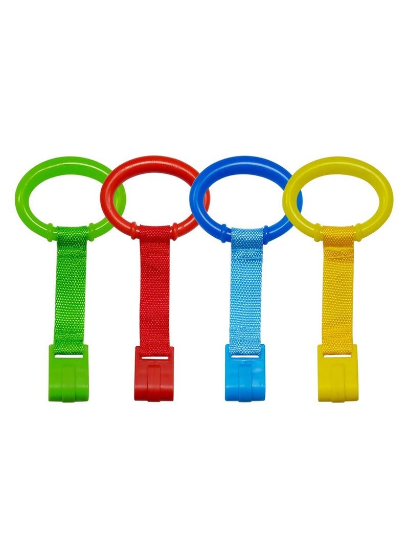 4 PCS Plastic Baby Crib Pull Rings - Kids Walking Exercises Assistant Stand Up Rings for Infant Toddler Practice Tool  - Image 1