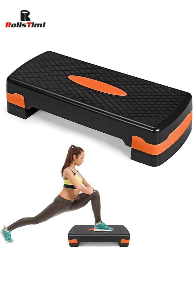 RollsTimi  Aerobic Step Board Exercise Stepper Adjustable Step Board Cardio Yoga Home Gym Workout Platform Non Slip,Black Orange - Image 3