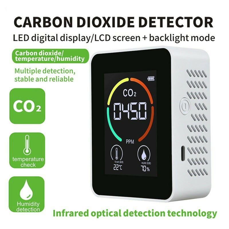 Portable Intelligent Air Quality Detector Home/Office/School Use Multi-Functional Digital Display CO2/Temperature/Humidity Monitor Gases Analyzer - Image 3