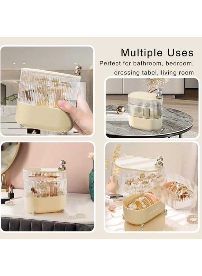 كيلا منظم مكياج دوار، تخزين مقسم إلى أقسام، منظم للعناية بالبشرة، منظم للحمام، صندوق تخزين متعدد الوظائف لمنطقة ارتداء الملابس وكونترتوب الحمام (أبيض) - Image 3