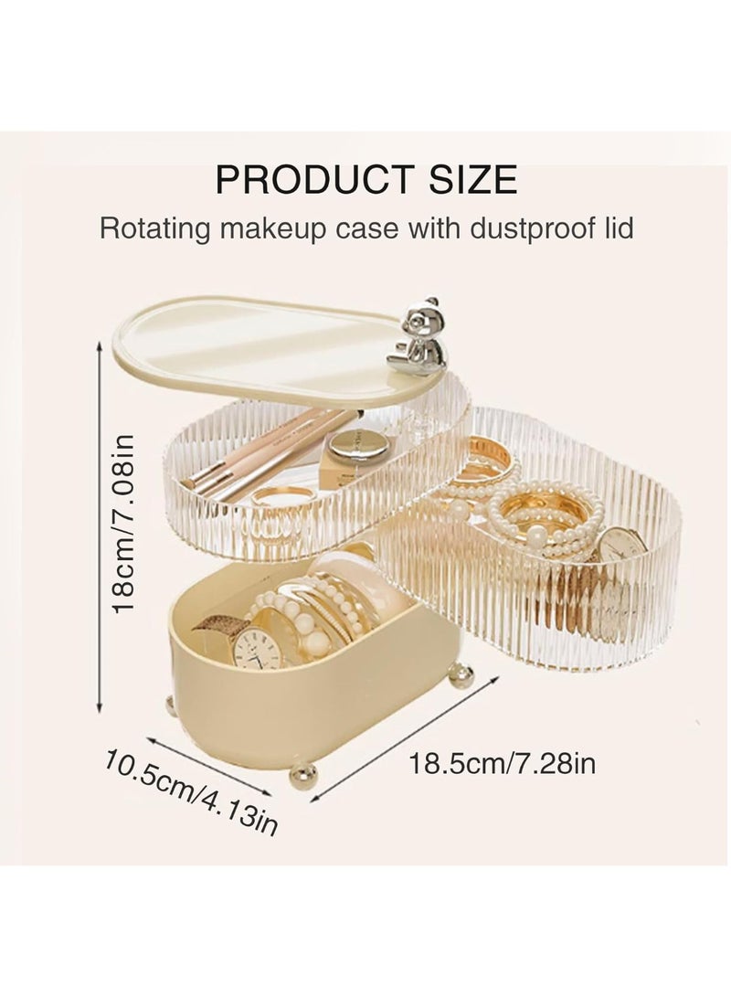 كيلا منظم مكياج دوار، تخزين مقسم إلى أقسام، منظم للعناية بالبشرة، منظم للحمام، صندوق تخزين متعدد الوظائف لمنطقة ارتداء الملابس وكونترتوب الحمام (أبيض) - Image 4