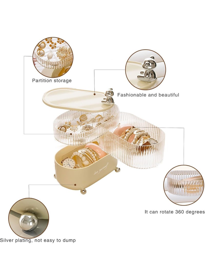 كيلا منظم مكياج دوار، تخزين مقسم إلى أقسام، منظم للعناية بالبشرة، منظم للحمام، صندوق تخزين متعدد الوظائف لمنطقة ارتداء الملابس وكونترتوب الحمام (أبيض) - Image 2
