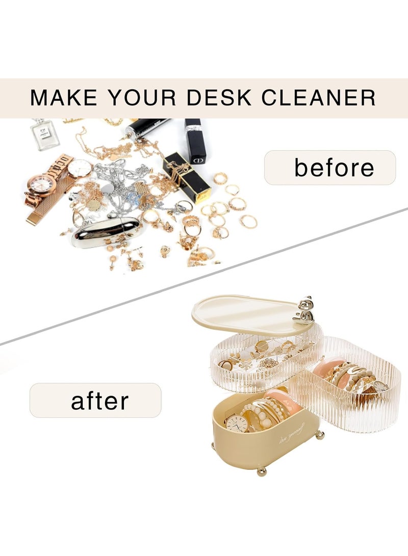 كيلا منظم مكياج دوار، تخزين مقسم إلى أقسام، منظم للعناية بالبشرة، منظم للحمام، صندوق تخزين متعدد الوظائف لمنطقة ارتداء الملابس وكونترتوب الحمام (أبيض) - Image 5