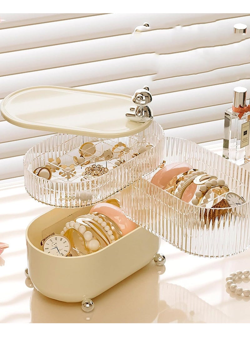 كيلا منظم مكياج دوار، تخزين مقسم إلى أقسام، منظم للعناية بالبشرة، منظم للحمام، صندوق تخزين متعدد الوظائف لمنطقة ارتداء الملابس وكونترتوب الحمام (أبيض) - Image 1