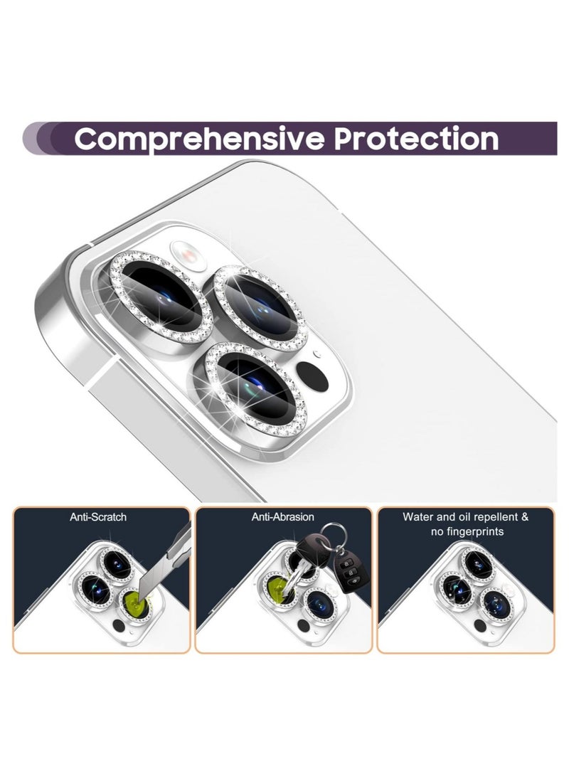 ELTRAZONE Camera Lens Protector, Set with Diamonds Bling Camera Cover Tempered Glass for iPhone 14 Pro Max /14 Pro - Image 3
