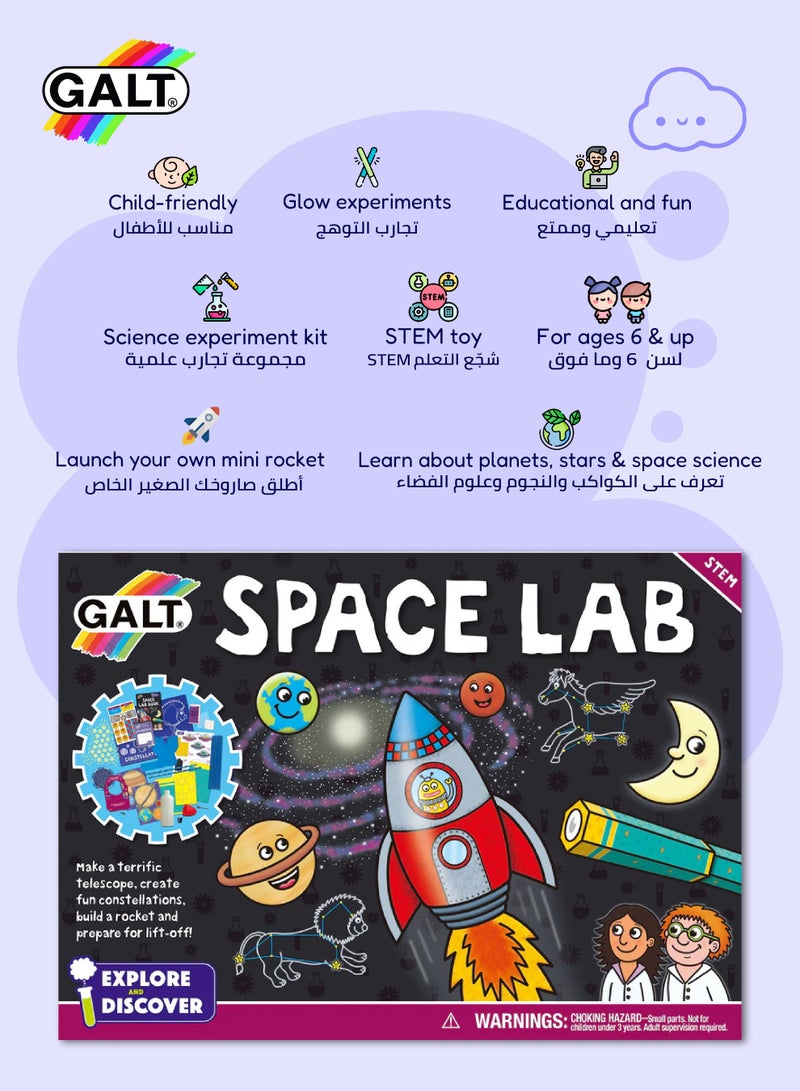 Galt Toys Space Lab STEM Science Kit | Glow-in-the-Dark Constellation Models | Build Telescope & Rocket | 12 Fun Experiments | Includes Lab Book | 31x7x22 CM | Ages 6+ - Image 3