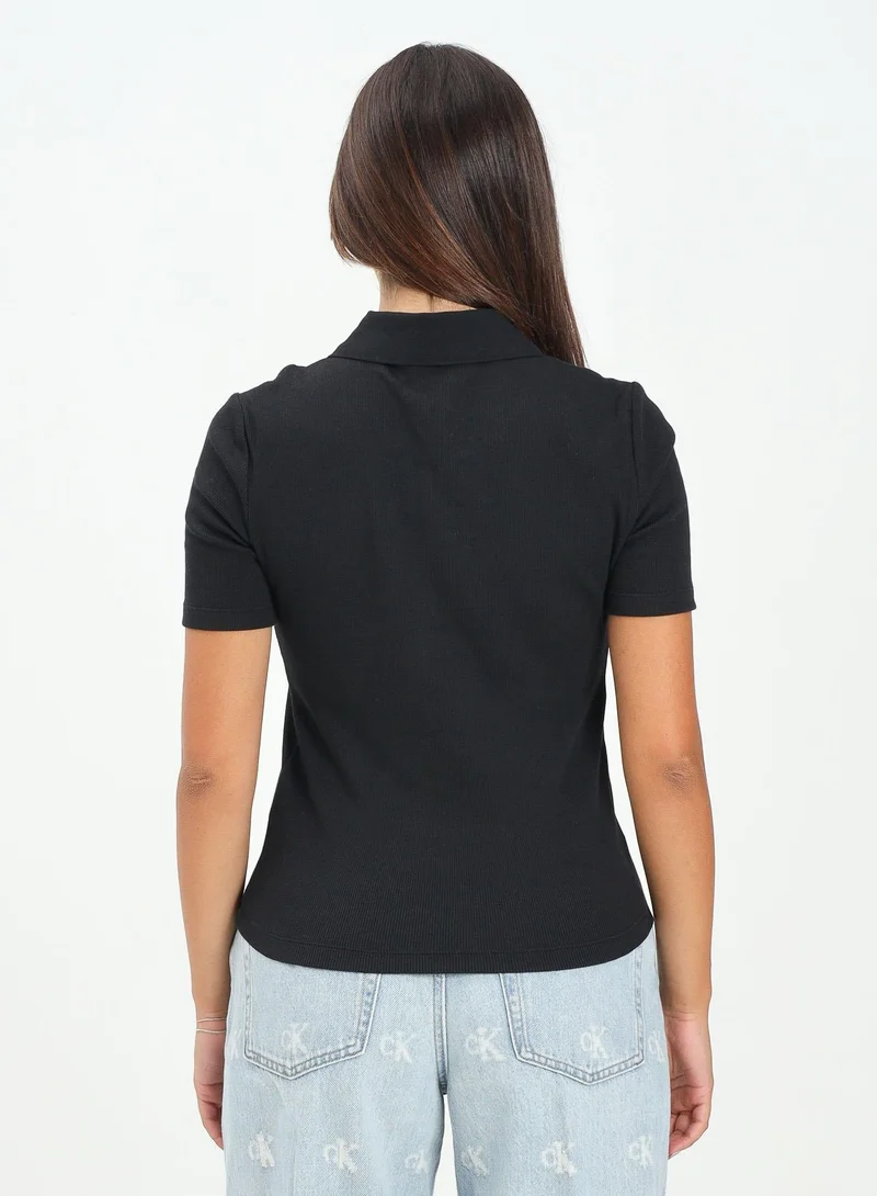 كالفن كلاين جينز تيشيرت بولو مزين بشعار العلامة التجارية