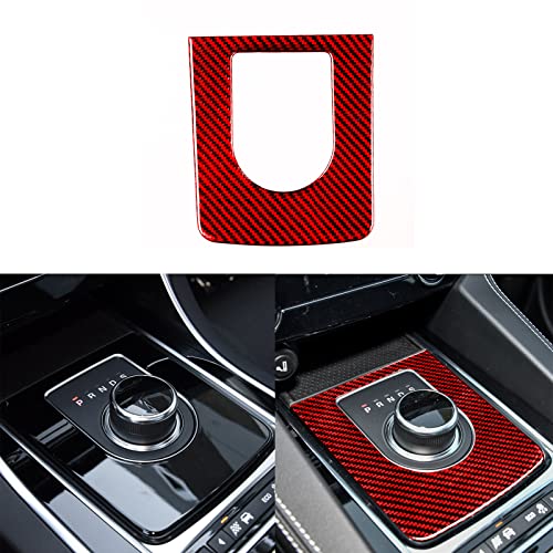 PJFUS Red Soft Carbon Fiber Auto Interior Accessories Car Gear Shift Panel Frame Center Console Trim Decal Decoration Compatible with XE FPACE X761 2016 2017 2018 - Image 1