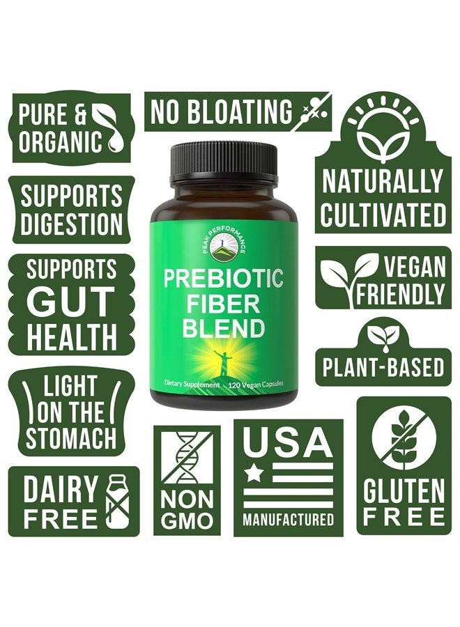 Peak Performance 3-in-1 Prebiotic Fiber - Vegan Capsules for Gut, Digestive Health. Raw Whole Food Plant Based Prebiotics Pills Supplement with Inulin (Jerusalem Artichoke), Acacia Fibers, SunFiber - Image 3