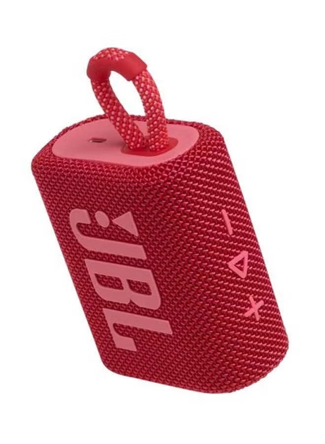 جي بي إل JBL Go 3 Portable Bluetooth Speaker, JBL Pro Sound, IP67 Waterproof & Dustproof, Bluetooth 5.1, Up to 5 Hours Playtime, USB-C Charging, Red JBLGO3RED red - Image 1