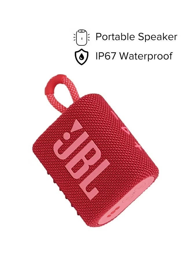 جي بي إل JBL Go 3 Portable Bluetooth Speaker, JBL Pro Sound, IP67 Waterproof & Dustproof, Bluetooth 5.1, Up to 5 Hours Playtime, USB-C Charging, Red JBLGO3RED red - Image 4