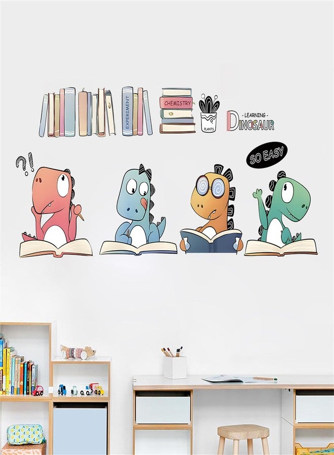 Saomour Cute Cartoon Dinosaur Reading Wall Decals Dinosaur Study Wall Stickers Children's Room Kindergarten Classroom Decoration Self Adhesive Wall Decor Pegatinas para Pared - Image 3