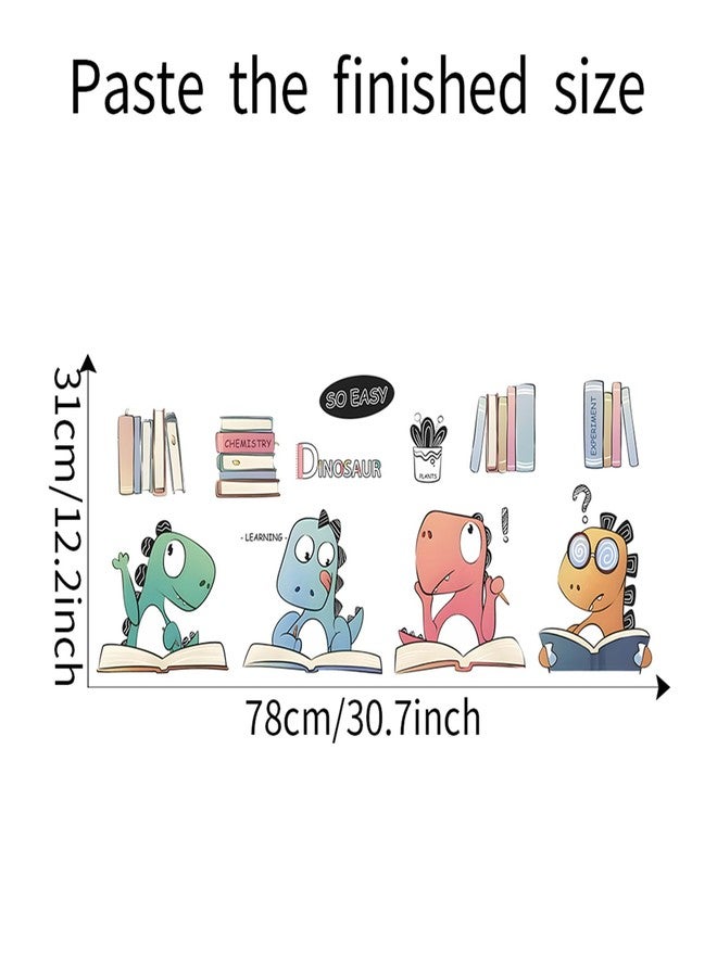 Saomour Cute Cartoon Dinosaur Reading Wall Decals Dinosaur Study Wall Stickers Children's Room Kindergarten Classroom Decoration Self Adhesive Wall Decor Pegatinas para Pared - Image 4