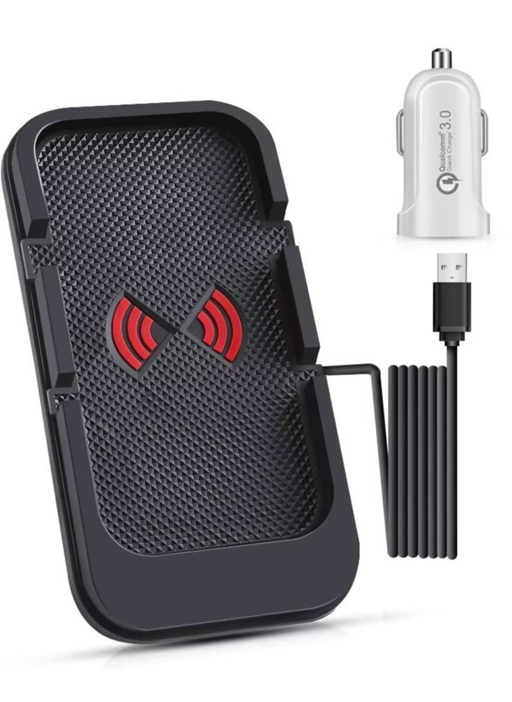 KASTWAVE - Wireless Car Charging Pad, 10W Anti-Slip Car Charger GPS Phone Holder Fast Charge Mat for Car Vehicle, Silicon Rubber Wireless Charger Mount for iPhone & Android Phones Galaxy Note - Image 1