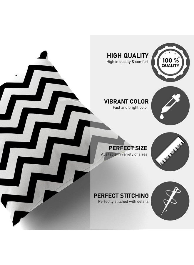HOOPY Set of 5 Designer Decorative Throw Pillow/Cushion Covers (16 inch x 16 inch, Black Geometric Print) - Image 3