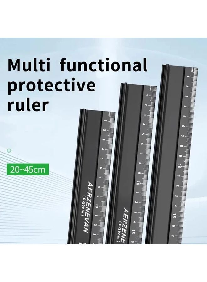High Precision Aluminum Ruler Set 3 Sizes Anti Slip Anti Cut Industrial Grade 7 87inch - Image 2