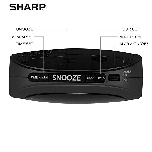 Sharp Small, Space-Saving Digital Alarm Clock – Compact Bedside Clock with Large Red LED Display, Easy Top Button Controls, Snooze, and Battery Backup – Perfect for Bedroom, Dorm, or Travel - Image 3