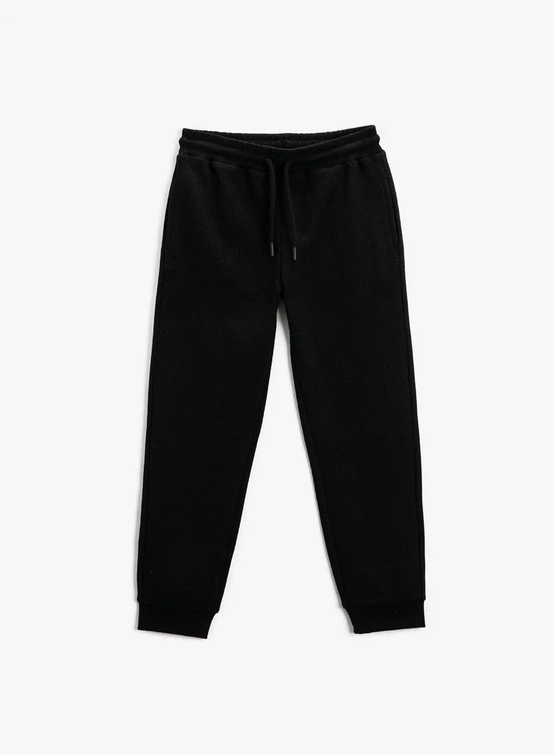 KOTON Basic Jogger Sweatpants Drawstring Pockets Waffle Weave