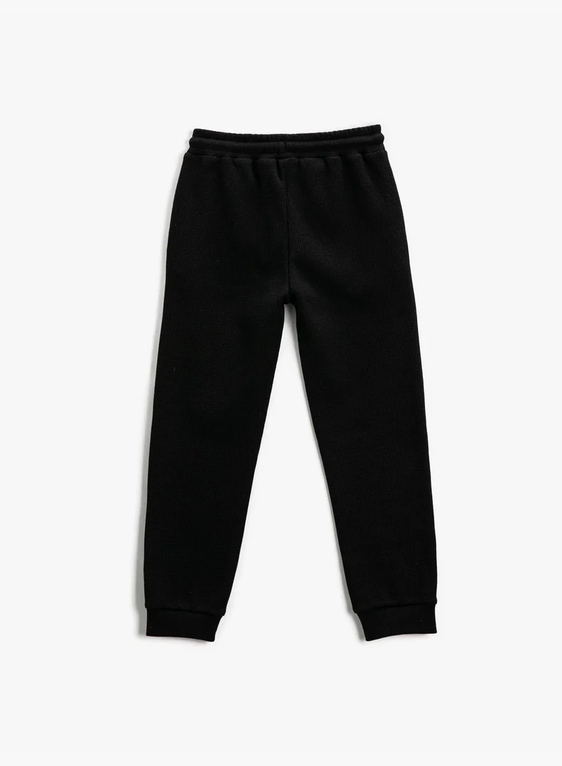 KOTON Basic Jogger Sweatpants Drawstring Pockets Waffle Weave